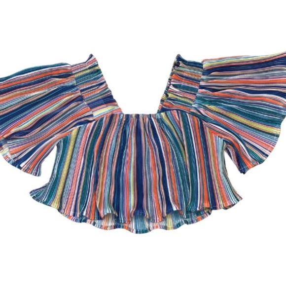 NWT Queen of Sparkles Red Rainbow Flutter Top - Picture 3 of 4